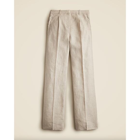 J. Crew Linen Essential Wide Leg Pant Flax Natural Size 2 Trouser Career Preppy - Picture 10 of 10